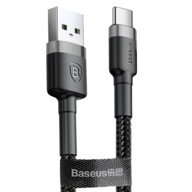 USB kabelis Baseus Cafule microUSB 1.0m 2.4A pilkas-juodas CAMKLF-BG1 USB kabelis Baseus Cafule microUSB 1.0m 2.4A pilkas-juodas CAMKLF-BG1