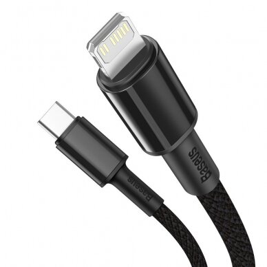 USB kabelis Baseus High Density Braided Fast Data PD 20W Type-C į Lightning 1.0m juodas CATLGD-01 1
