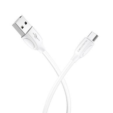 Borofone BX19 USB-A – MicroUSB 1.0m kabelis – baltas Borofone BX19 USB-A – MicroUSB 1.0m kabelis – baltas