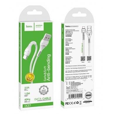 USB - Type-C kabelis Hoco X37 Cool Power 1.0m Baltas USB - Type-C kabelis Hoco X37 Cool Power 1.0m Baltas