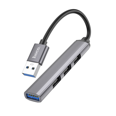 USB šakotuvas Hoco HB26 4-in-1 adapter USB-A to 1xUSB3.0 + 3xUSB2.0 pilkas USB šakotuvas Hoco HB26 4-in-1 adapter USB-A to 1xUSB3.0 + 3xUSB2.0 pilkas