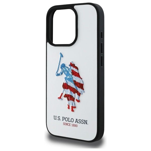 US Polo USHCP15XPUSH iPhone 15 Pro Max 6.7&quot; Baltas/Baltas Odinis Big DH American Flag 2