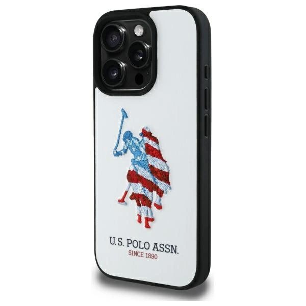 US Polo USHCP15XPUSH iPhone 15 Pro Max 6.7&quot; Baltas/Baltas Odinis Big DH American Flag