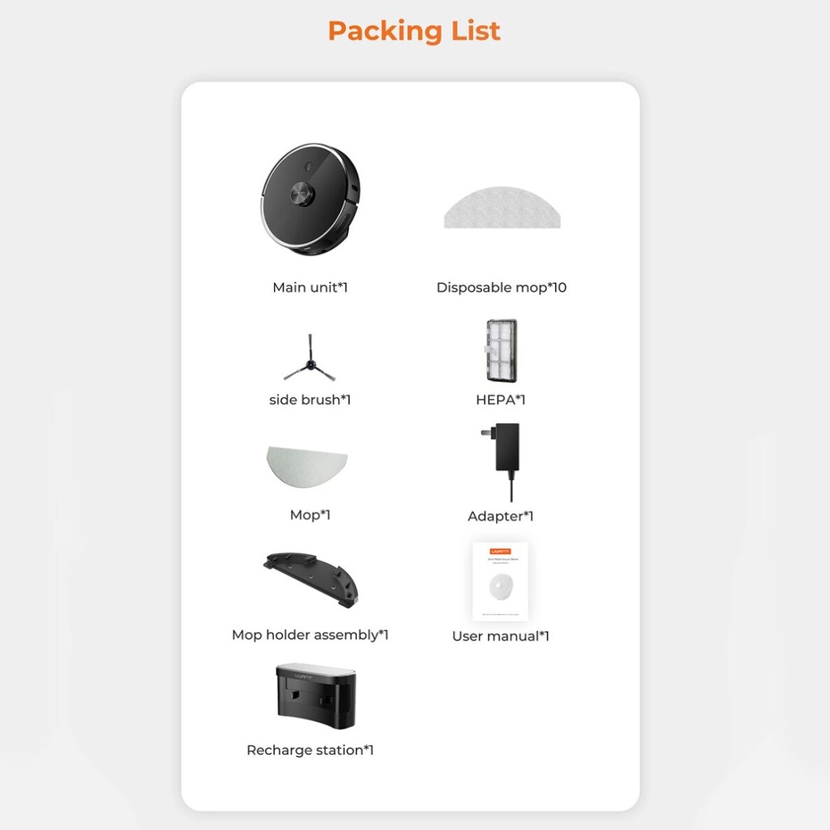 Robotinis dulkių siurblys UWANT U100 Lite su plovimo funkcija ir įkrovimo stotele – pilkas 6