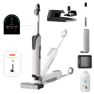 Vertikalus dulkių siurblys UWANT D100 17000Pa su plovimo funkcija ir įkrovimo stotele – baltas 1