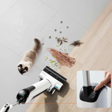 Vertikalus dulkių siurblys UWANT D100 17000Pa su plovimo funkcija ir įkrovimo stotele – baltas 15