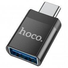 [Užsakomoji prekė] Adapteris OTG Type-C į USB-A 2A - Hoco (UA17) - Juodas