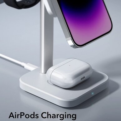 [Užsakomoji prekė] ESR - Charging Station 3in1 HaloLock - for iPhone, AirPods and Apple Watch, with Detachable Watch Charger Set, EU Plug - Baltas 5