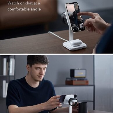 [Užsakomoji prekė] ESR - Charging Station 3in1 HaloLock - for iPhone, AirPods and Apple Watch, with Detachable Watch Charger Set, EU Plug - Baltas 6