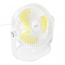 [Užsakomoji prekė] Ventilator Mic pentru Birou cu Lumina LED - Hoco (F14) - Baltos spalvos
