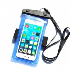 Waterproof case with a PVC phone band - blue