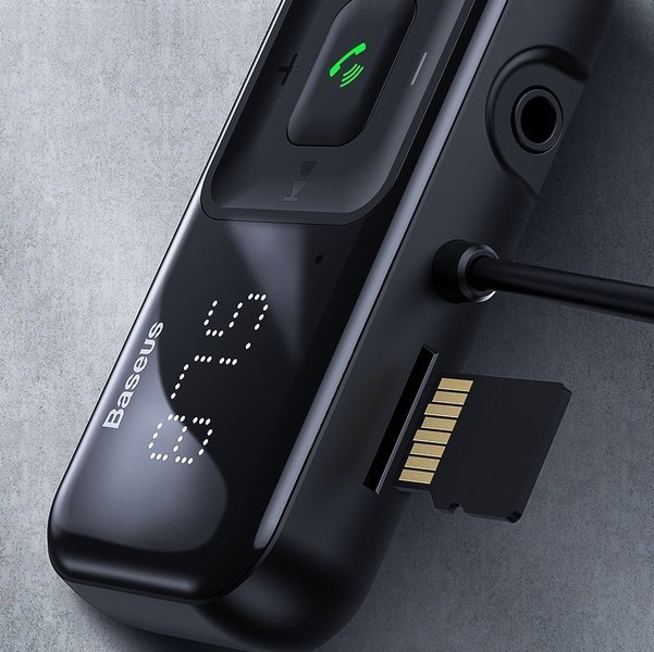 Wireless Bluetooth FM transmitter with charger Baseus S-16 (Overseas edition) - Juodas 7 Wireless Bluetooth FM transmitter with charger Baseus S-16 (Overseas edition) - Juodas 7