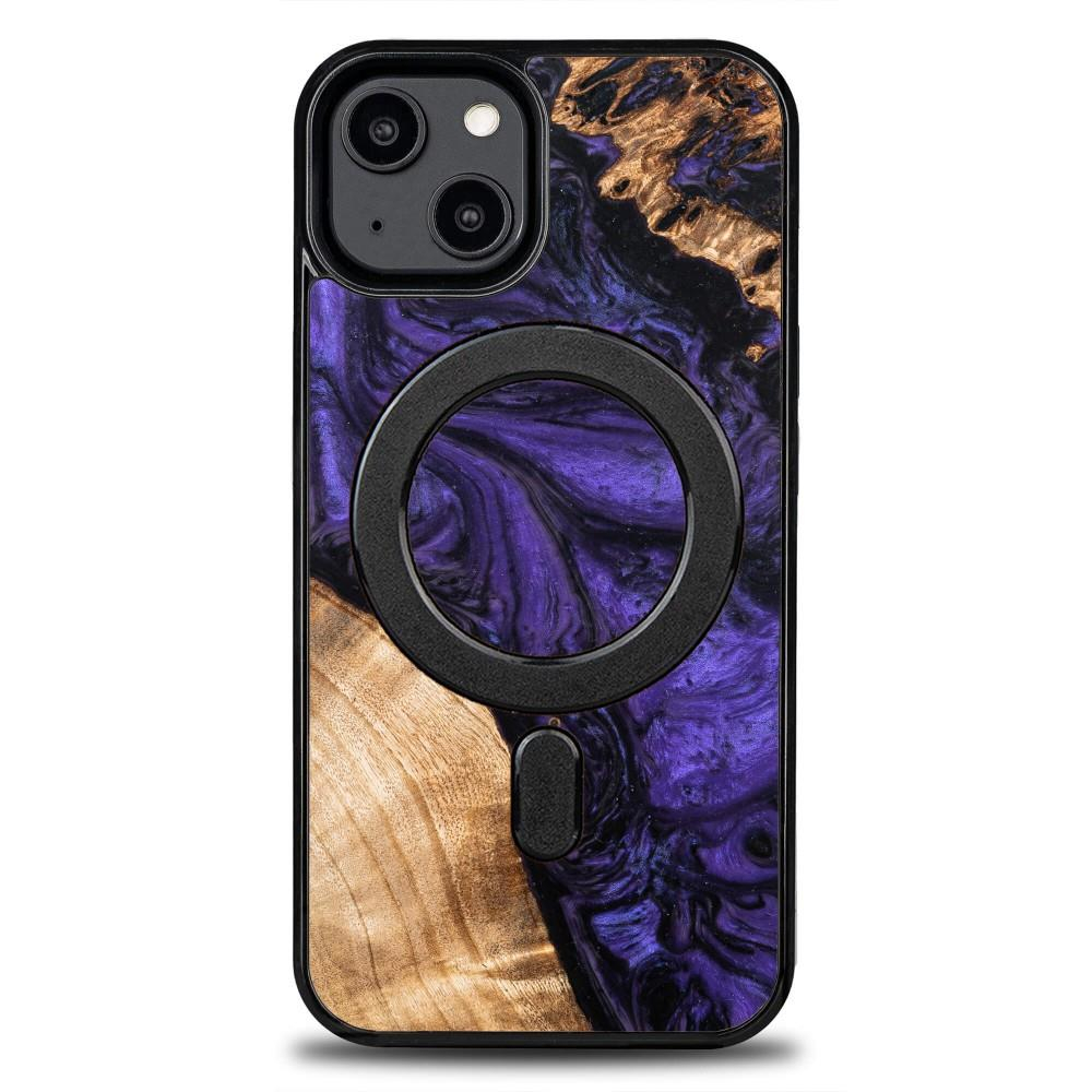 Dėklas iš Medžio ir Resino skirta iPhone 15 Plus MagSafe Bewood Unique violetinis - purple and Juodas Dėklas iš Medžio ir Resino skirta iPhone 15 Plus MagSafe Bewood Unique violetinis - purple and Juodas