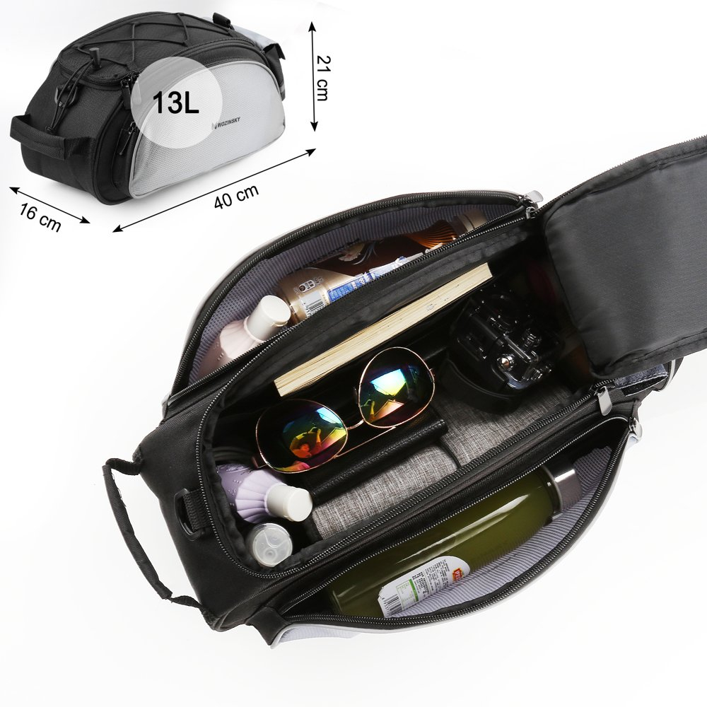 Wozinsky Bicycle Bike Pannier Bag Rear Trunk Bag With Shoulder Strap 13L Juodas (Wbb1Bk) 1 Wozinsky Bicycle Bike Pannier Bag Rear Trunk Bag With Shoulder Strap 13L Juodas (Wbb1Bk) 1