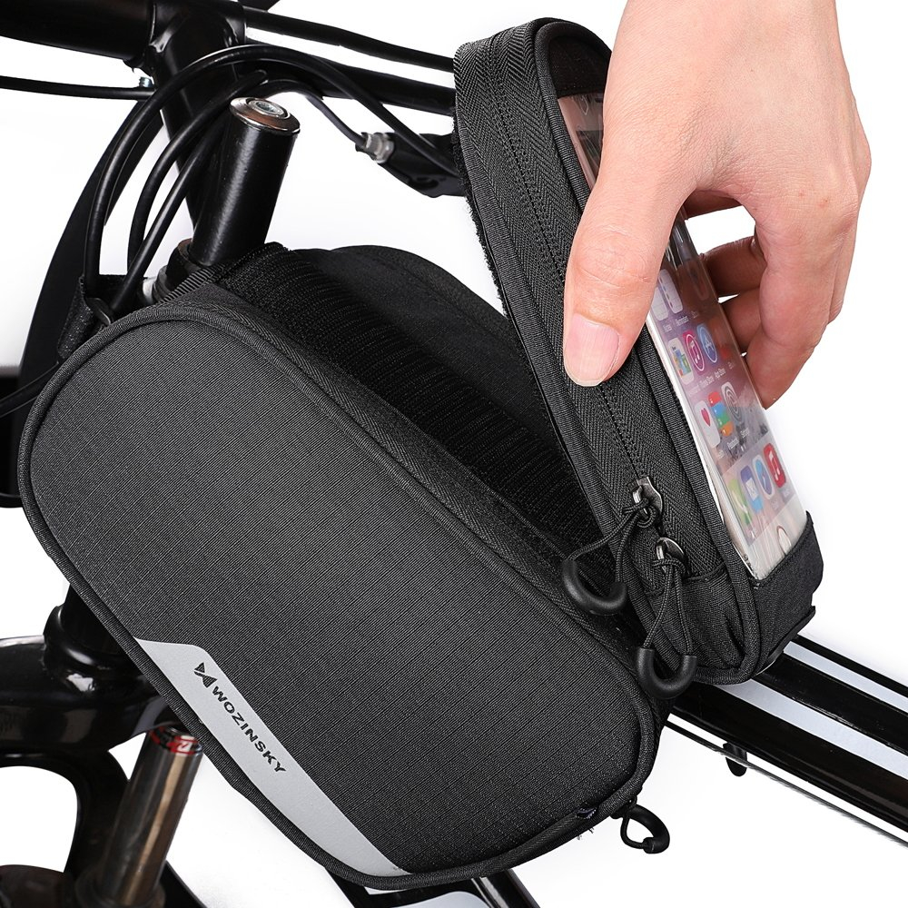Wozinsky Bike Front Storage Bag Bicycle Frame Phone Case 6,5 Inch Max 1,5L Juodas (Wbb7Bk) 2 Wozinsky Bike Front Storage Bag Bicycle Frame Phone Case 6,5 Inch Max 1,5L Juodas (Wbb7Bk) 2
