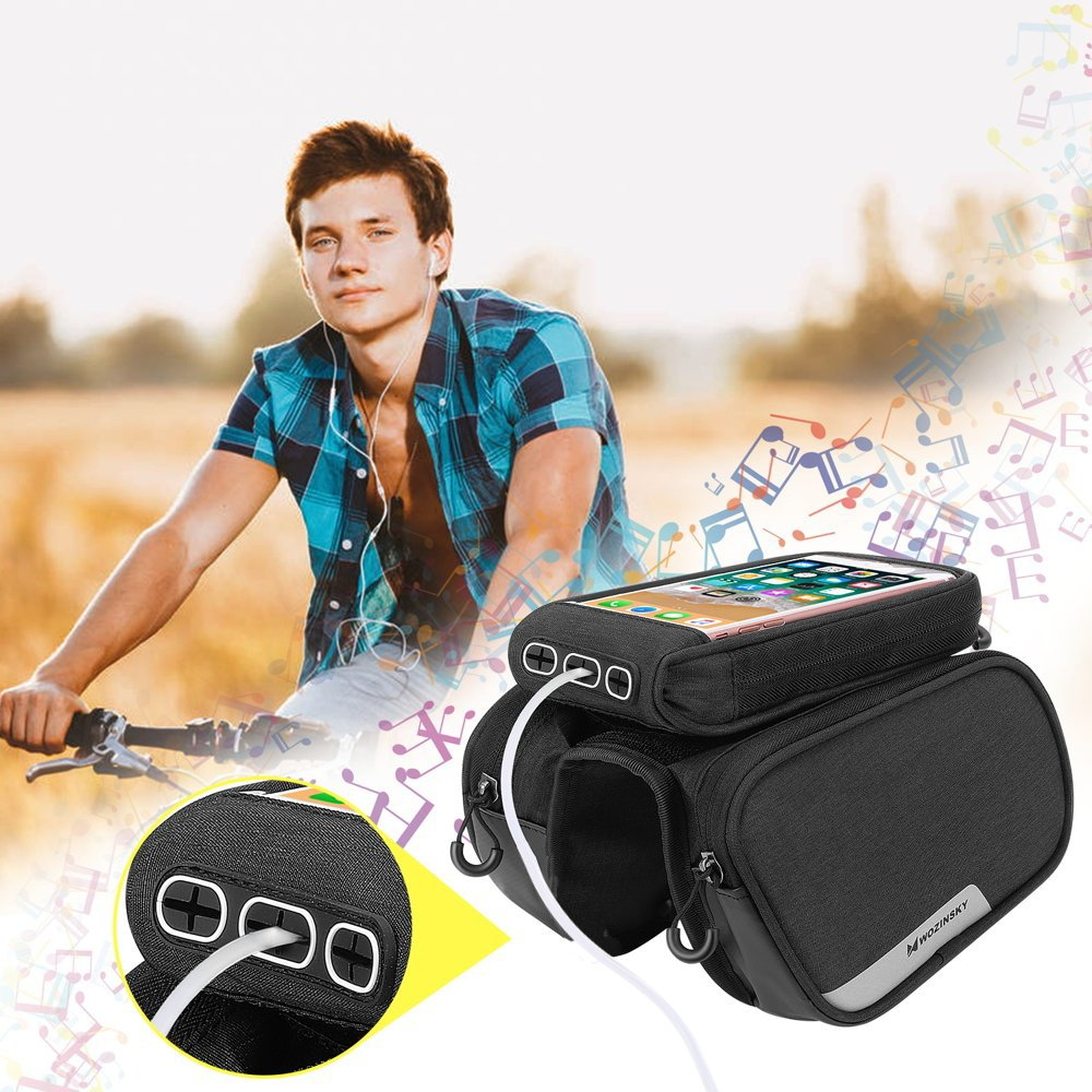 Wozinsky Bike Front Storage Bag Bicycle Frame Phone Case 6,5 Inch Max 1,5L Juodas (Wbb7Bk) 3 Wozinsky Bike Front Storage Bag Bicycle Frame Phone Case 6,5 Inch Max 1,5L Juodas (Wbb7Bk) 3