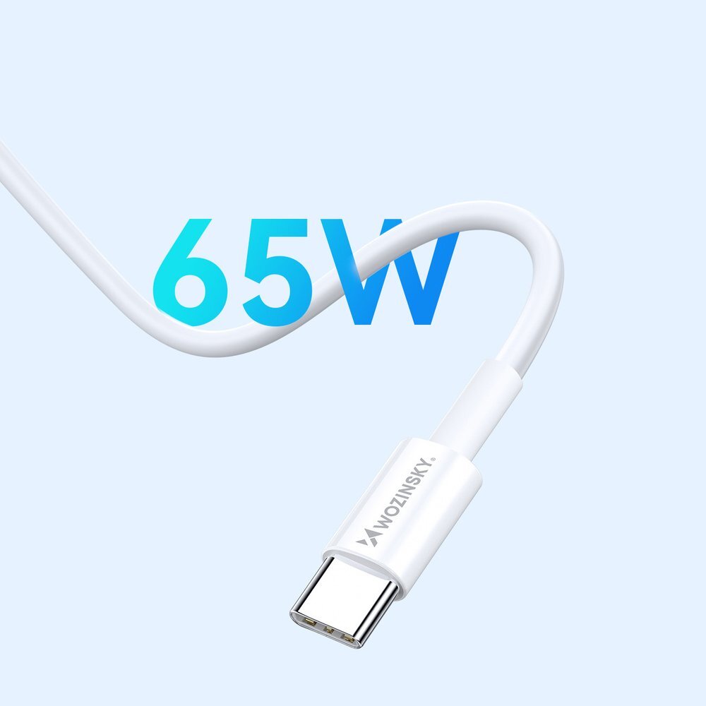 Įkroviklis Wozinsky GaN 65W su 2x USB-C jungtimis ir 65W CC laidu – baltas 7