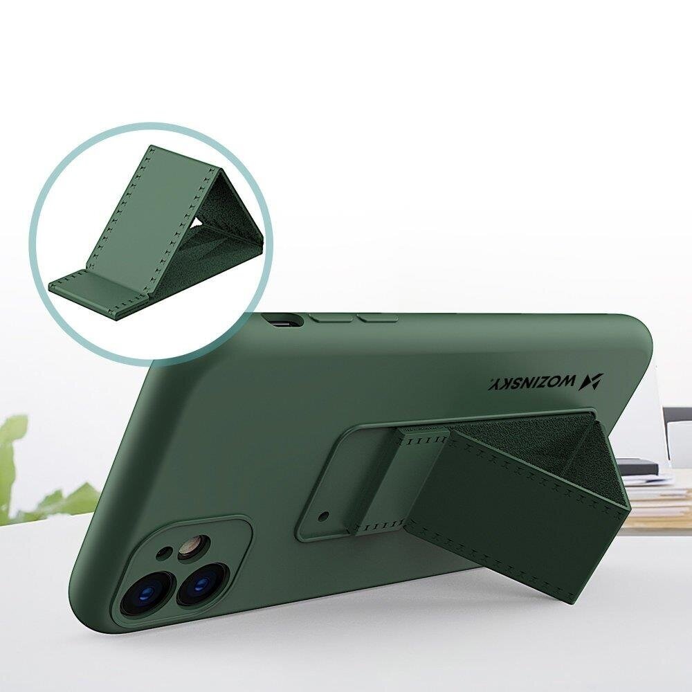 Wozinsky Kickstand Lankstaus Silikono Dėklas Su Stovu iPhone 12 Pro Max Tamsiai Žalias 1 Wozinsky Kickstand Lankstaus Silikono Dėklas Su Stovu iPhone 12 Pro Max Tamsiai Žalias 1
