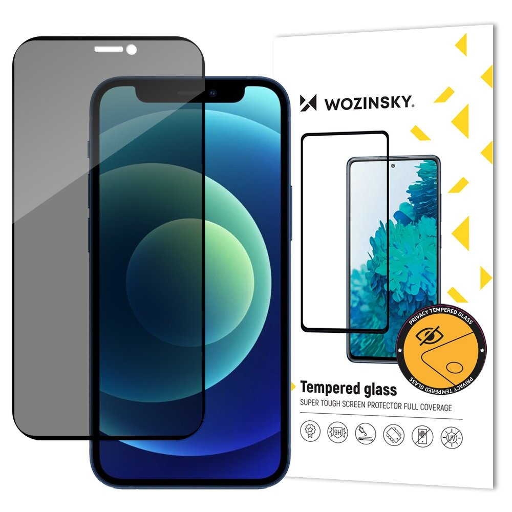 Ekrano apsauga Wozinsky Privacy Glass iPhone 12 Pro / iPhone 12 Anti Spy juodais kraštais Ekrano apsauga Wozinsky Privacy Glass iPhone 12 Pro / iPhone 12 Anti Spy juodais kraštais