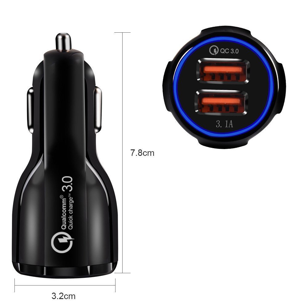 Akcija! Wozinsky Universal Car Charger 2X Usb Quick Charge 3.0 Qc3.0 3.1A Black (Wcc-02)  2