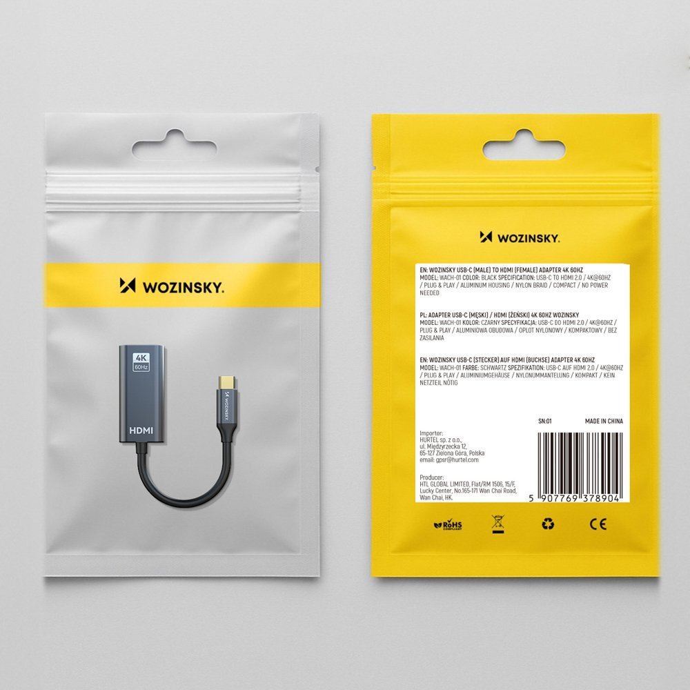 Adapteris Wozinsky WACH-01 USB-C – HDMI 4K 60Hz – juodas 12