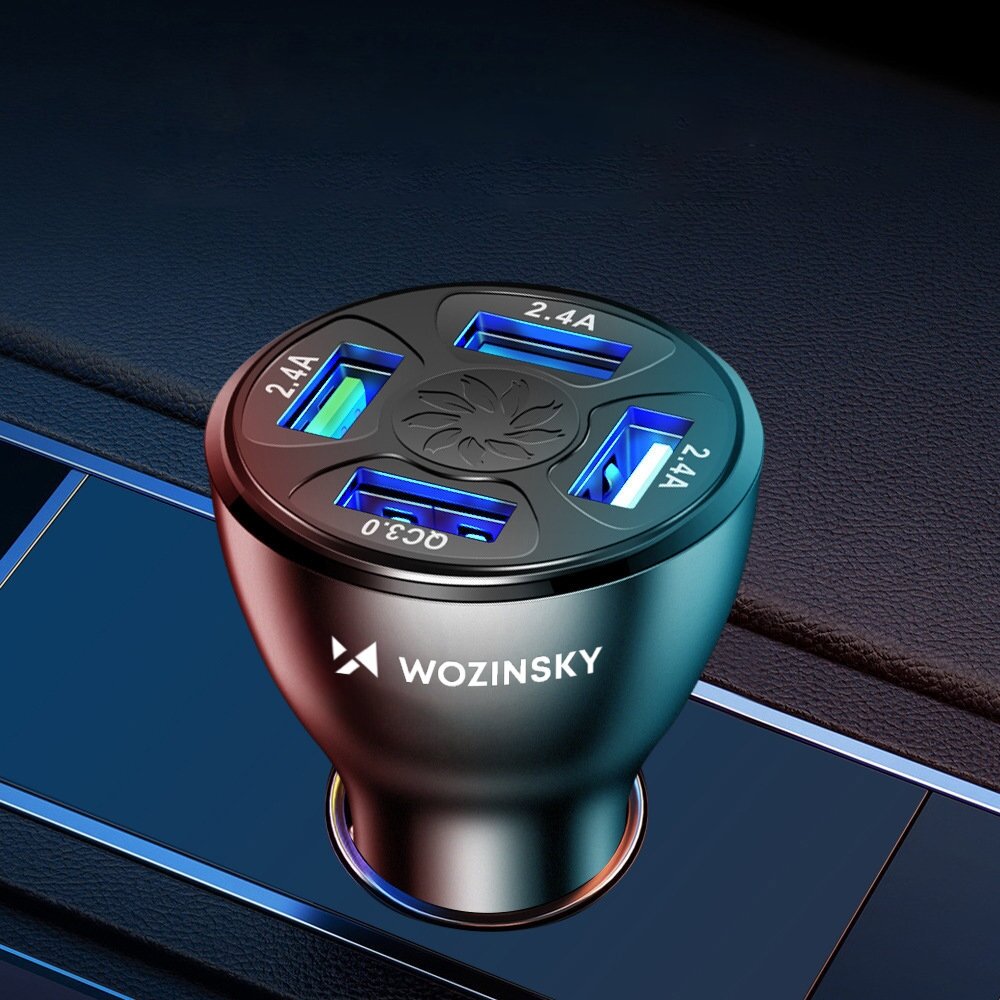 Wozinsky WCCAW 50W 4x USB-A QC car charger - Baltas 2 Wozinsky WCCAW 50W 4x USB-A QC car charger - Baltas 2