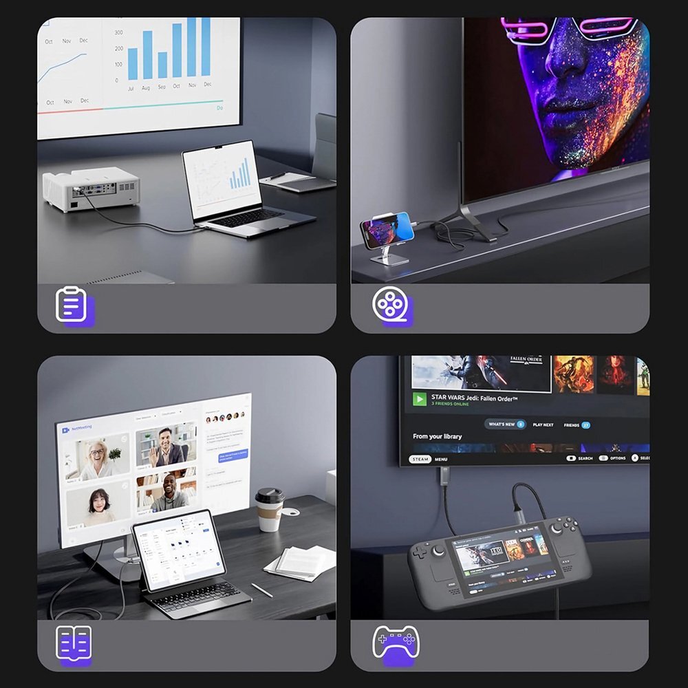 Kabelis Wozinsky WCCH-01 USB-C – HDMI 4K 60Hz 1.8m – juodas 8