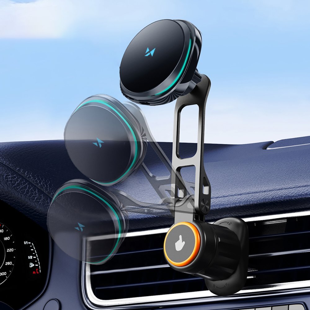 Automobilinis laikiklis Wozinsky WCT5-6S2Y su Qi/MagSafe 15W belaidžiu įkrovikliu ir ventiliatoriaus funkcija – juodas 5 Automobilinis laikiklis Wozinsky WCT5-6S2Y su Qi/MagSafe 15W belaidžiu įkrovikliu ir ventiliatoriaus funkcija – juodas 5