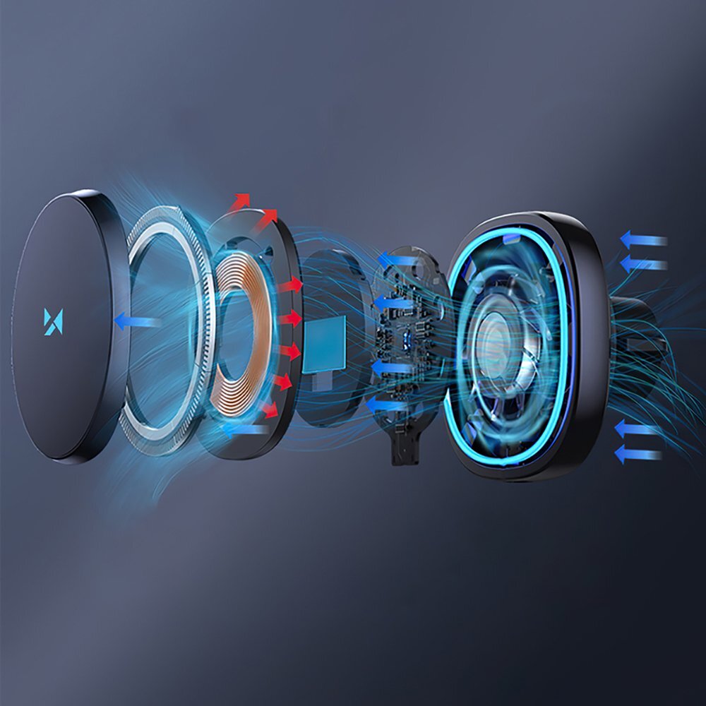 Automobilinis laikiklis Wozinsky WCT5-6S2Y su Qi/MagSafe 15W belaidžiu įkrovikliu ir ventiliatoriaus funkcija – juodas 7