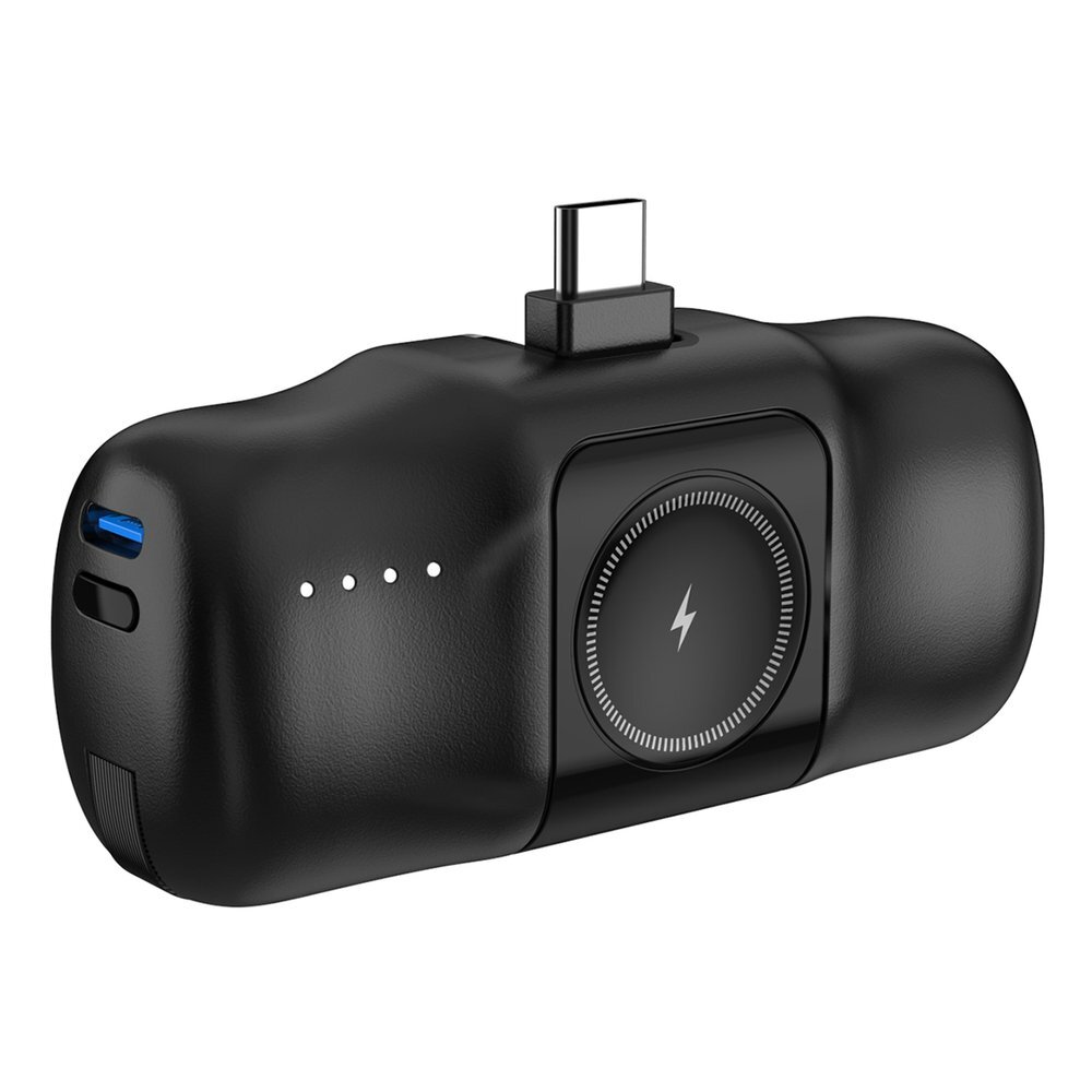 Išorinė baterija Wozinsky WF16-YCS 5000mAh 15W USB-C Mini su integruotu USB-C laidu ir Apple Watch įkrovikliu – juoda 6