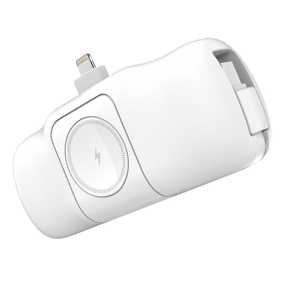 Išorinė baterija Wozinsky WF16-YLS 5000mAh 15W Lightning Mini su integruotu USB-C laidu ir Apple Watch įkrovikliu – balta 2 Išorinė baterija Wozinsky WF16-YLS 5000mAh 15W Lightning Mini su integruotu USB-C laidu ir Apple Watch įkrovikliu – balta 2