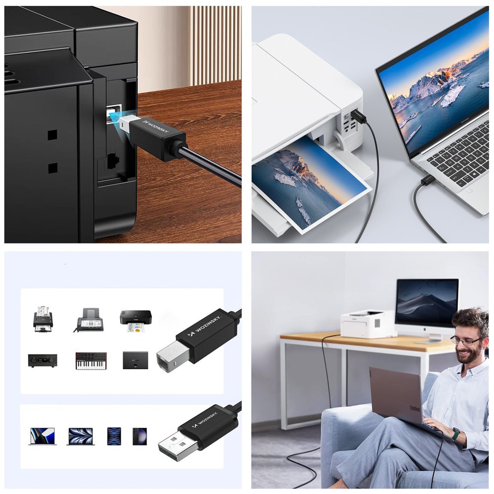 Kabelis Wozinsky WKDDY3S USB-B – USB-A 480Mb/s 2m – juodas 9