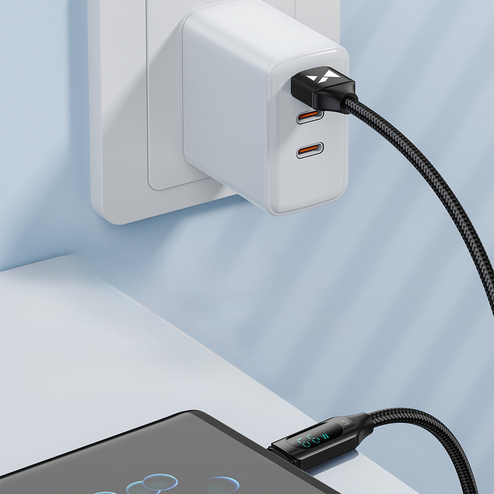 Wozinsky WUACC2 USB A - USB C Cable with Display 66W 6A 2m - Juodas 3 Wozinsky WUACC2 USB A - USB C Cable with Display 66W 6A 2m - Juodas 3