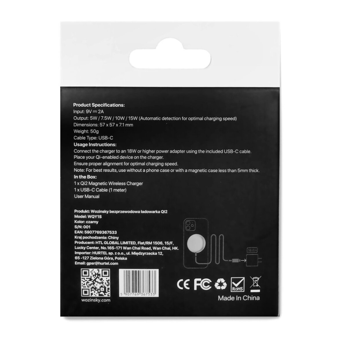 Belaidis įkroviklis Wozinsky 15W Wireless Qi2 – juodas 4 Belaidis įkroviklis Wozinsky 15W Wireless Qi2 – juodas 4