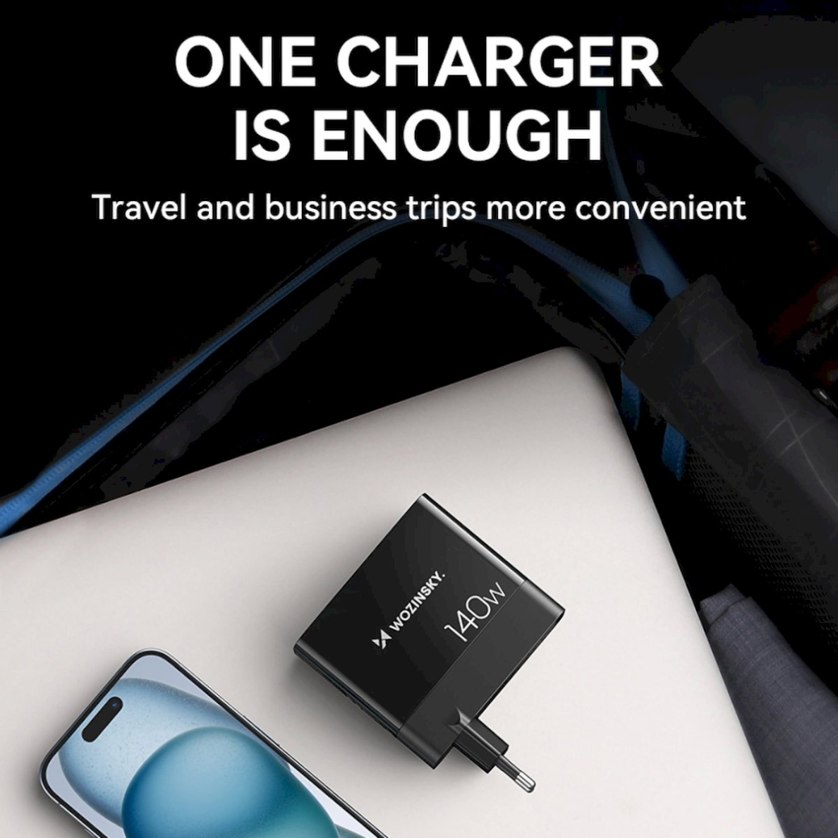 Wozinsky CGWCB 140W GaN wall Įkroviklis  3 x USB-C / 2 x USB-A - Juodas 6