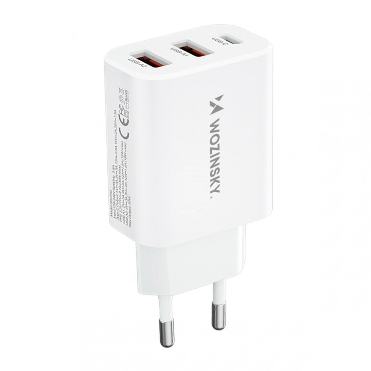 Wozinsky CWCUCW 30W USB-C / 2 x USB-A wall Įkroviklis  - baltas