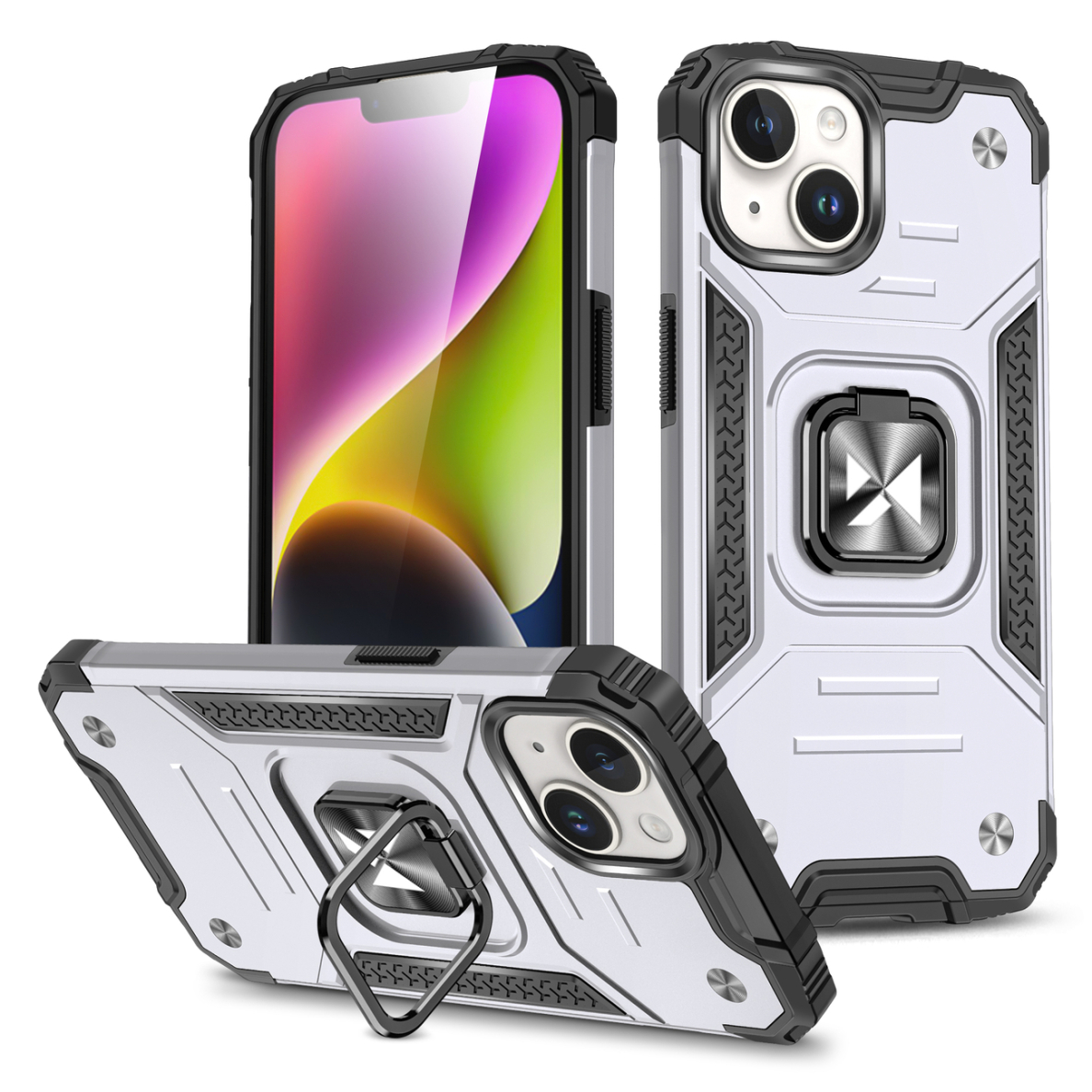Dėklas Wozinsky Ring Armor iPhone 15 Plus - Sidabrinis Dėklas Wozinsky Ring Armor iPhone 15 Plus - Sidabrinis