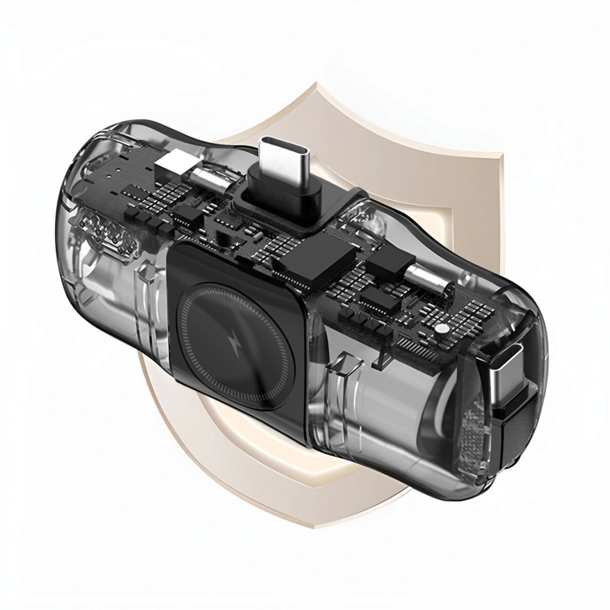 Išorinė baterija Wozinsky WF16-YCS 5000mAh 15W USB-C Mini su integruotu USB-C laidu ir Apple Watch įkrovikliu – juoda 10