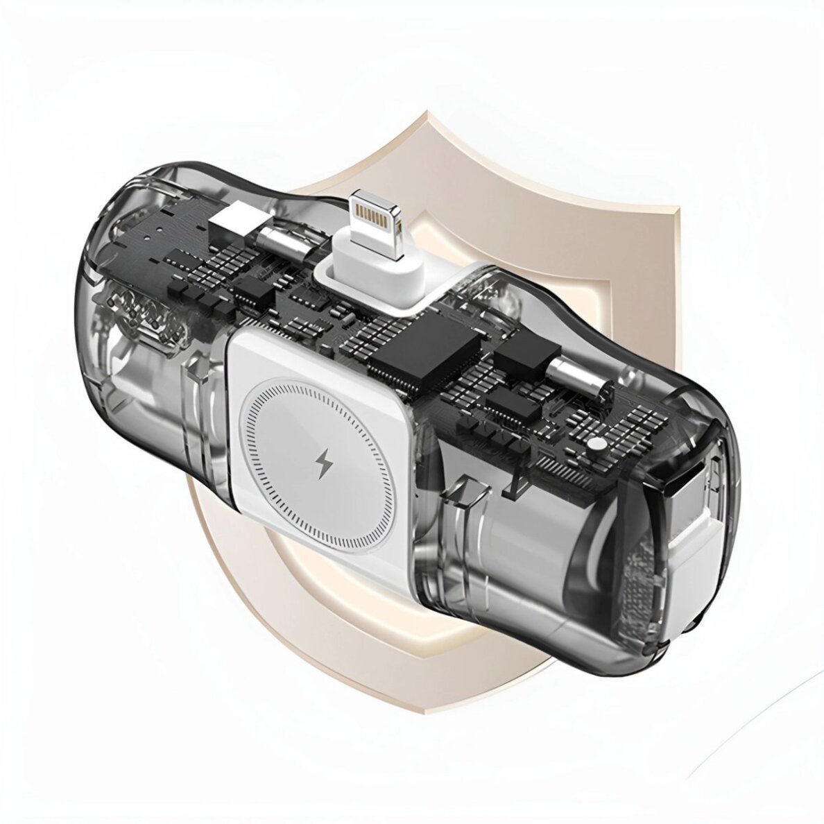 Išorinė baterija Wozinsky WF16-YCS 5000mAh 15W USB-C Mini su integruotu USB-C laidu ir Apple Watch įkrovikliu – balta 5