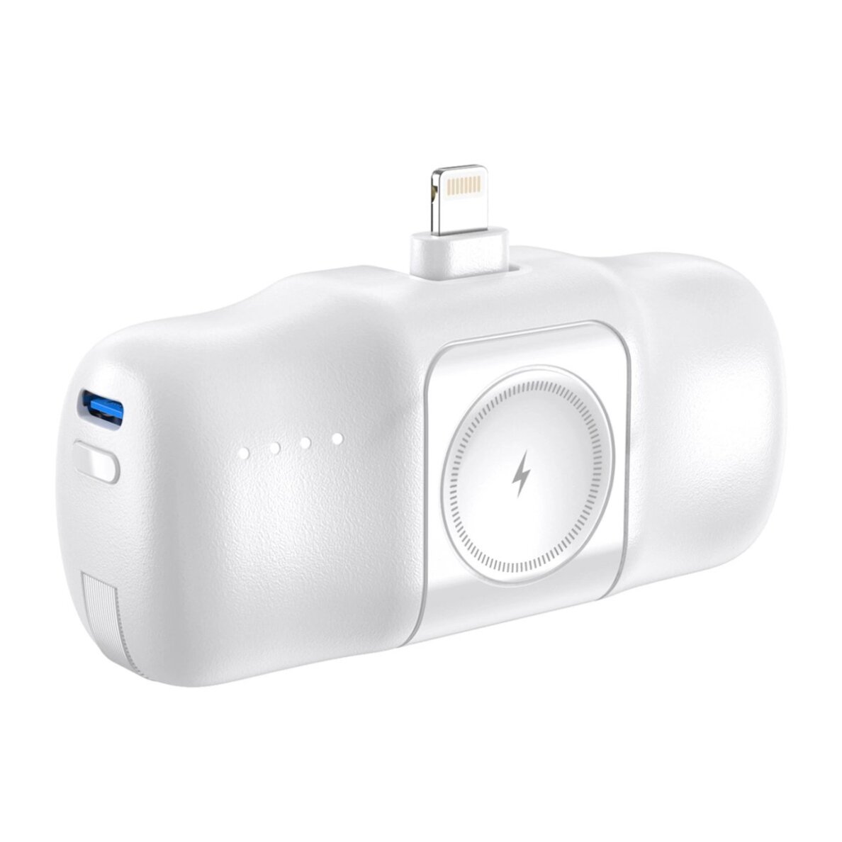 Išorinė baterija Wozinsky WF16-YLS 5000mAh 15W Lightning Mini su integruotu USB-C laidu ir Apple Watch įkrovikliu – balta 2 Išorinė baterija Wozinsky WF16-YLS 5000mAh 15W Lightning Mini su integruotu USB-C laidu ir Apple Watch įkrovikliu – balta 2