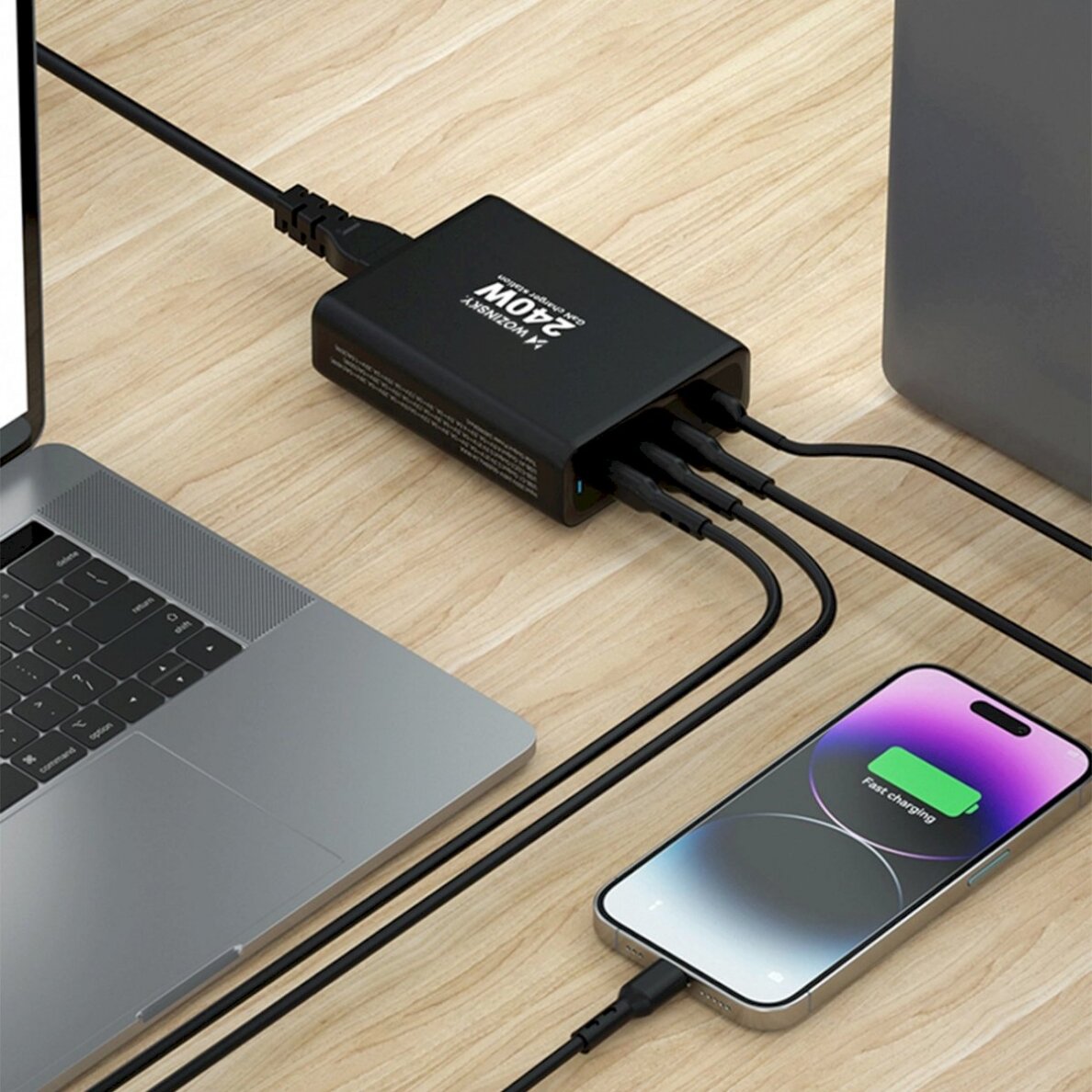 Wozinsky WGCSB 240W GaN wall Įkroviklis USB-A / 3 x USB-C - Juodas 14 Wozinsky WGCSB 240W GaN wall Įkroviklis USB-A / 3 x USB-C - Juodas 14