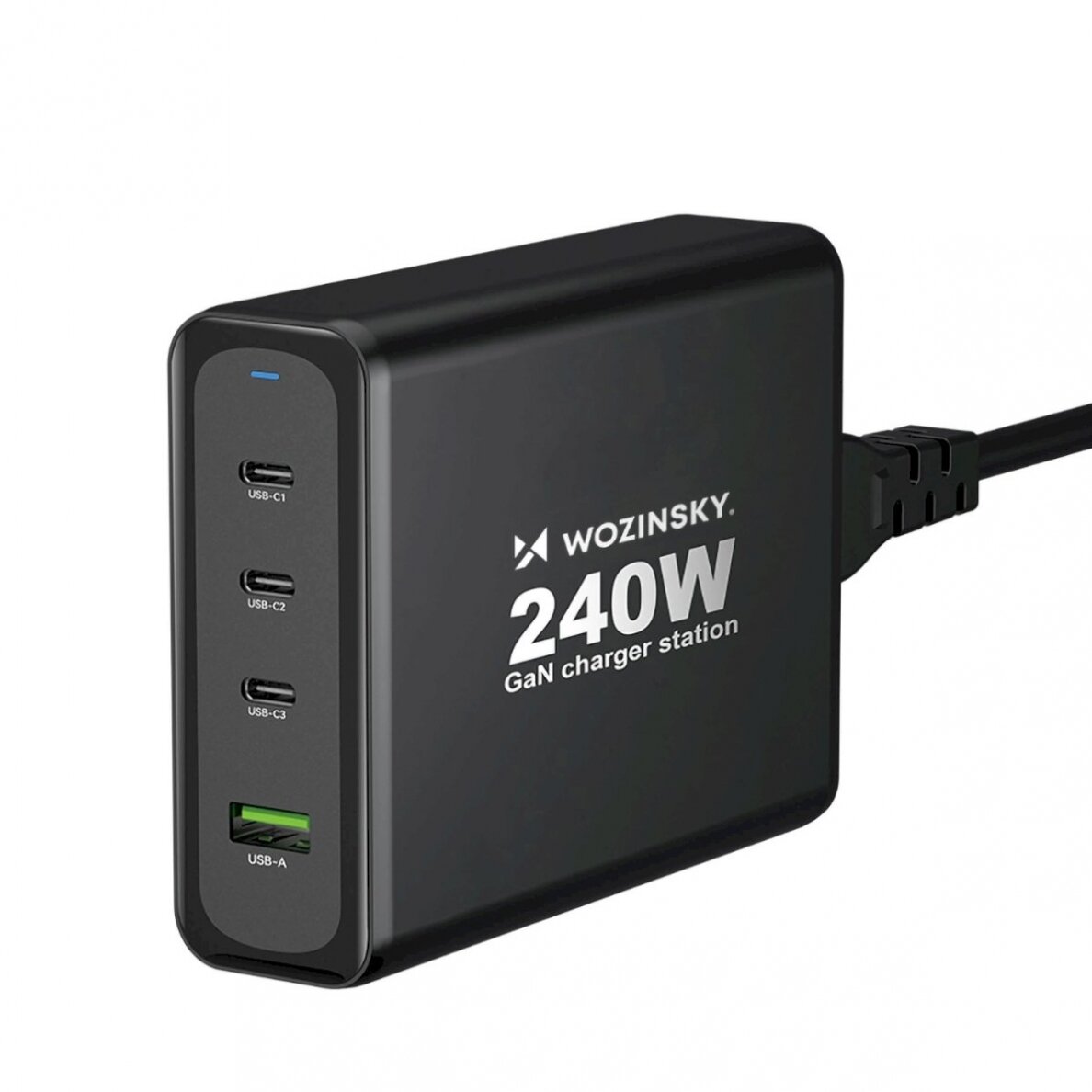 Wozinsky WGCSB 240W GaN wall Įkroviklis USB-A / 3 x USB-C - Juodas Wozinsky WGCSB 240W GaN wall Įkroviklis USB-A / 3 x USB-C - Juodas
