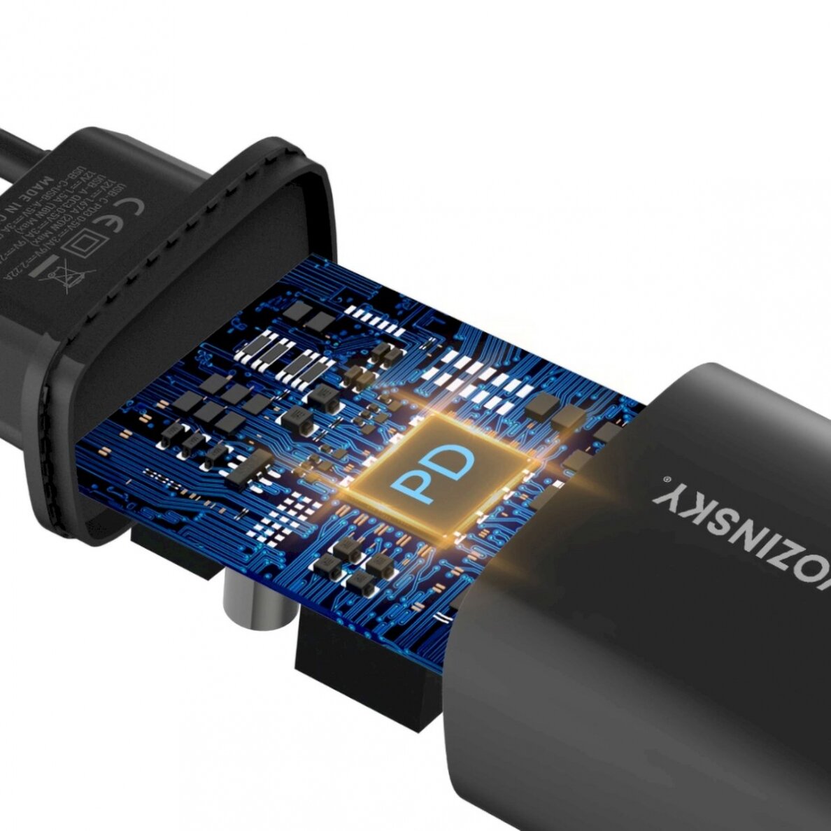 Wozinsky WGWCB USB-A USB-C 20W wall Įkroviklis  - Juodas 3 Wozinsky WGWCB USB-A USB-C 20W wall Įkroviklis  - Juodas 3