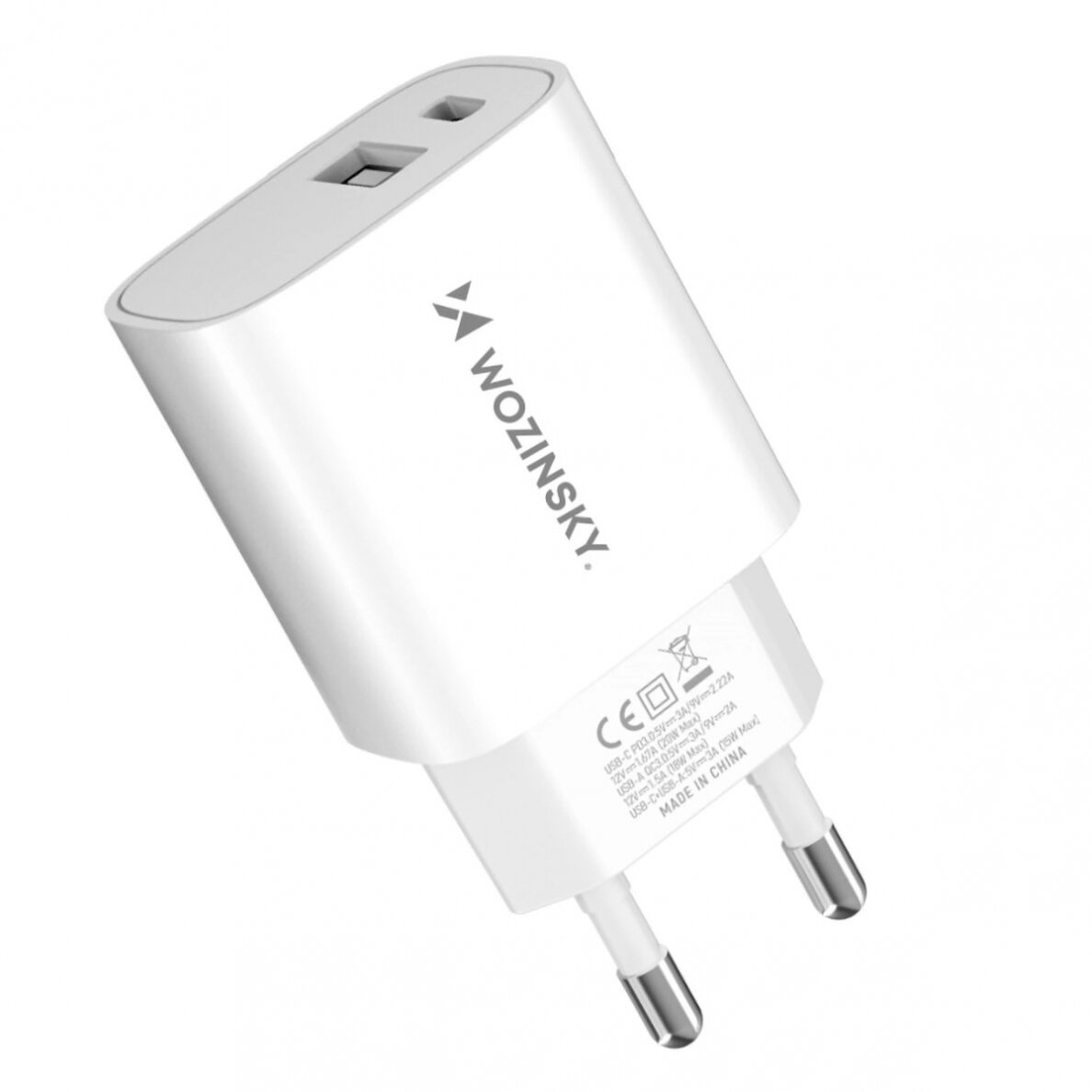 Wozinsky WGWCW USB-A USB-C 20W wall Įkroviklis - baltas 2 Wozinsky WGWCW USB-A USB-C 20W wall Įkroviklis - baltas 2