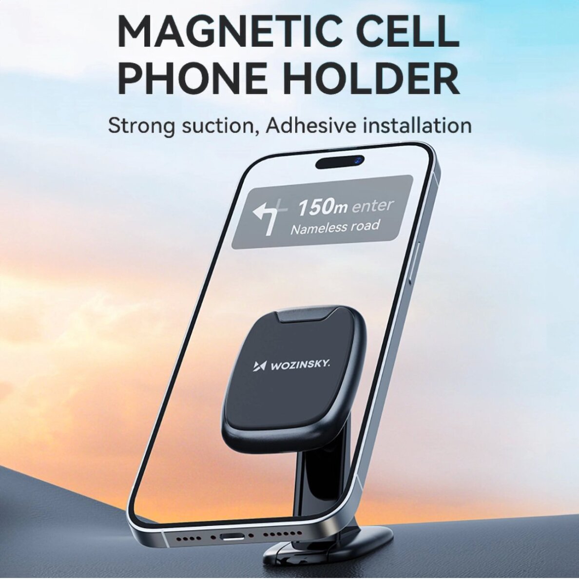 Automobilinis magnetinis laikiklis Wozinsky WUMTD prietaisų skydeliui – juodas 3
