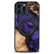 Dėklas iš Medžio ir Resino skirta iPhone 13 Pro Max MagSafe Bewood Unique violetinis - Purple and Juodas