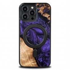 Dėklas iš Medžio ir Resino skirta iPhone 14 Pro Max MagSafe Bewood Unique violetinis - Purple and Juodas