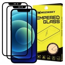 LCD apsauginis stiklas Wozinsky 2x Tempered Glass Full skirta iPhone 12 Pro / iPhone 12 Juodas