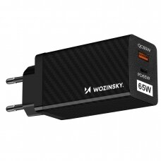 Wozinsky 65W GaN charger with USB ports, USB C supports QC 3.0 PD Juodas (WWCG01)