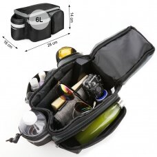 Wozinsky Bicycle Bike Pannier Bag Rear Trunk Bag With Shoulder Strap And Bottle Case 6L Black (Wbb3Bk)